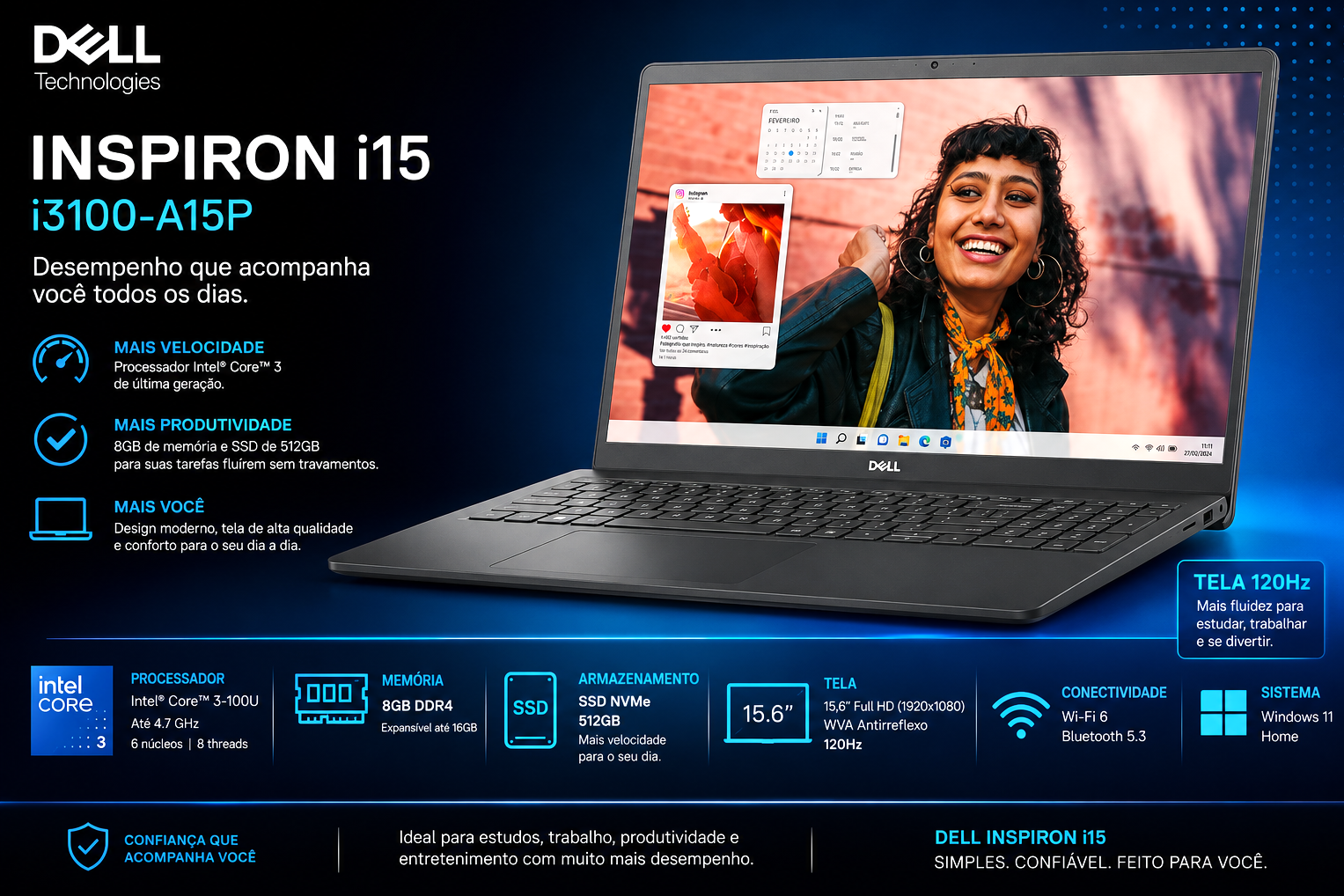 Notebook Dell Inspiron i15-i3100-A15P